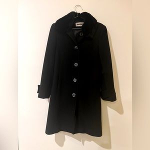 Kristen Blake Black Wool Coat with Fur Collar